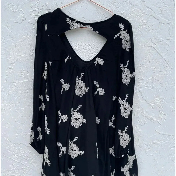 Free People Womens Emma Austin Floral Embroidered Mini Dress Black Sz Xs - Picture 11 of 15